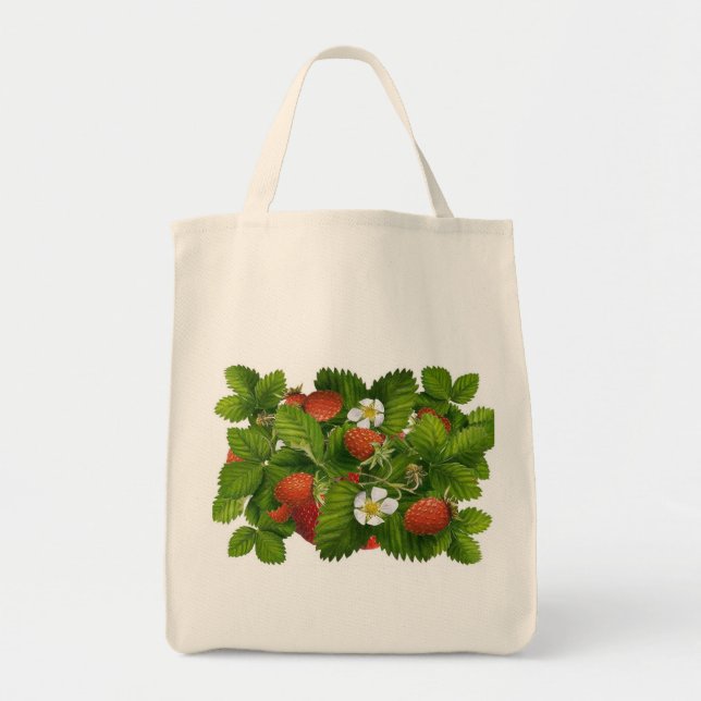 Bolso De Tela Planta de fresa del vintage (Frente)