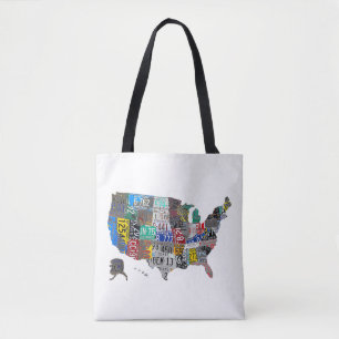 Bolso De Tela Planta de licencia A de bandera de mapa de Estados