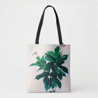 Bolso De Tela Planta Jatropha en verde natural