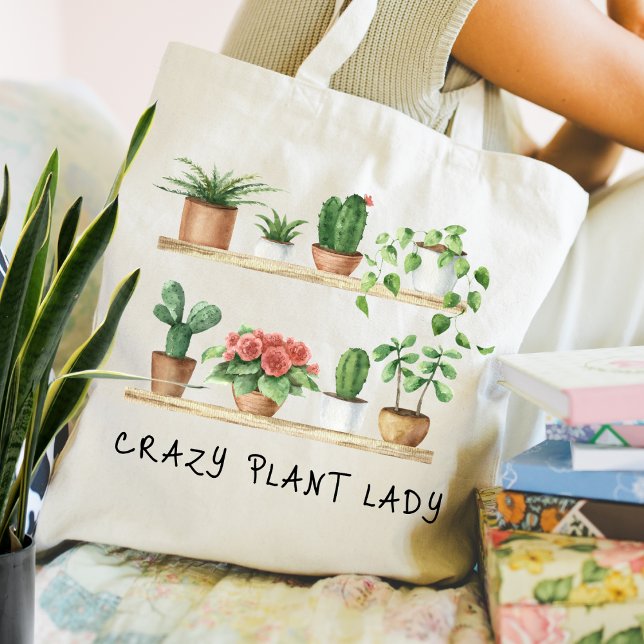 Bolso De Tela Planta Loca De Dama De Agua Acuarela Plantas Potad (Subido por el creador)