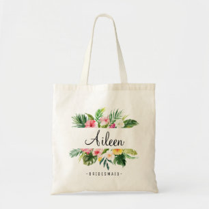 Bolso De Tela Planta Tropical/Bridesmaid Floral Personalizada-3