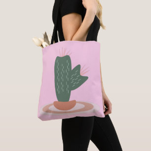 Bolso De Tela Planta Verde Alta en Alfombra Cactus del Desierto