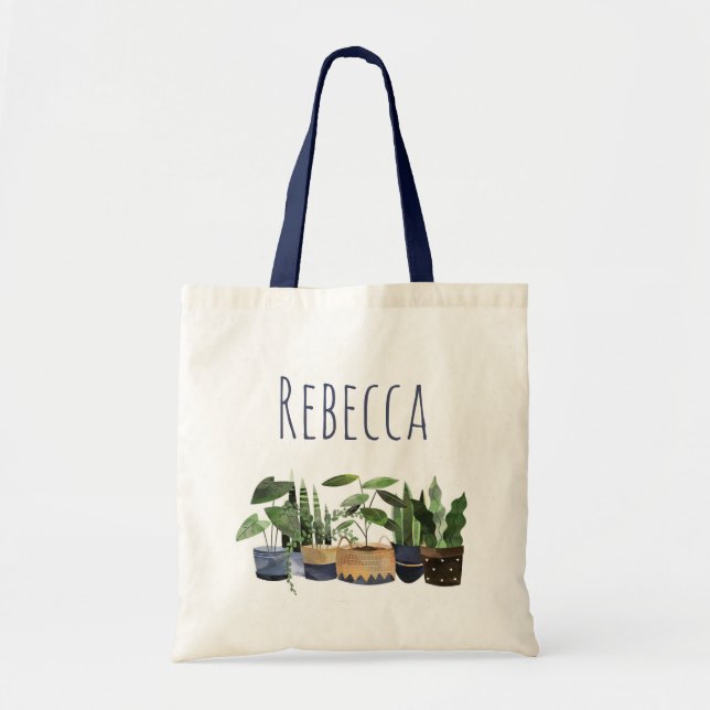 Bolso De Tela Planta y cactus de cacerolas personalizadas (Frente)