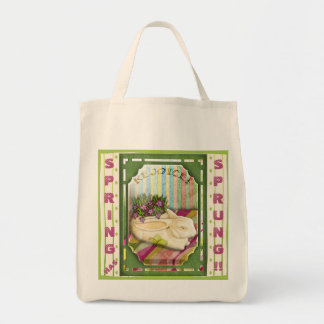 Bolso De Tela Plantador de conejitos de Pascua Verde Personaliza