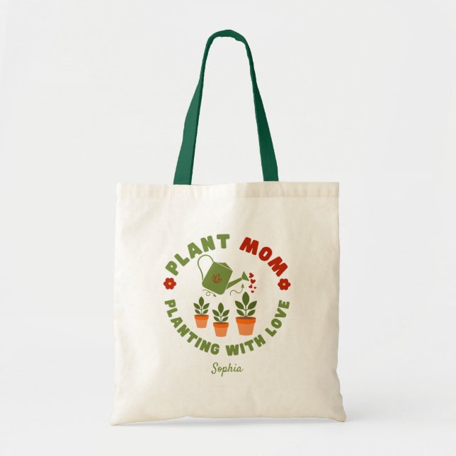 Bolso De Tela Plantar a mamá con amor personalizado (Frente)