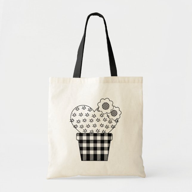 Bolso De Tela Plantas de cactus de corazón (Frente)