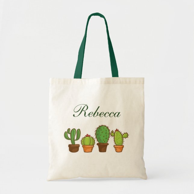 Bolso De Tela Plantas de cactus de vegetación personalizadas (Frente)