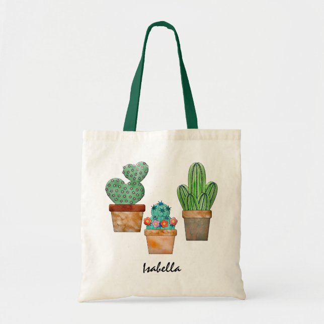 Bolso De Tela Plantas de cactus florales (Frente)