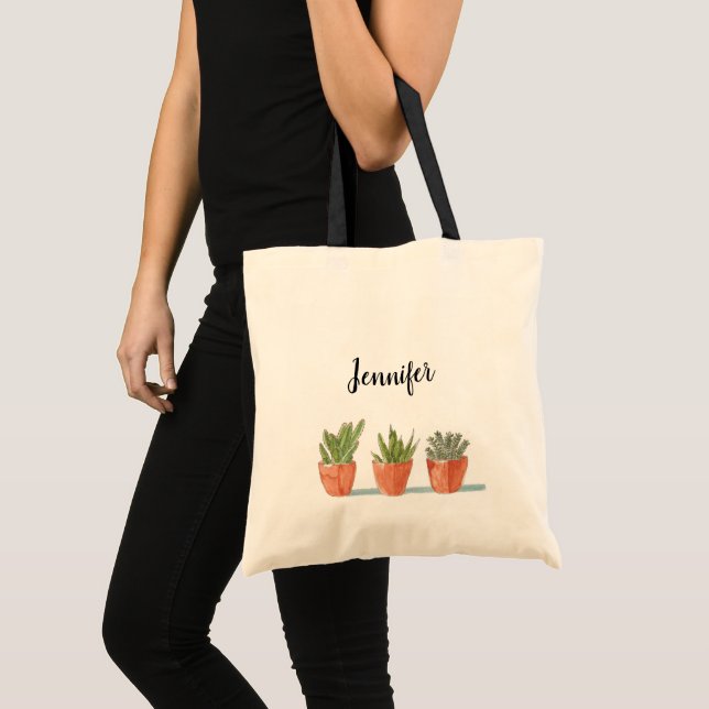 Bolso De Tela Plantas de cactus florales modernas personalizadas (Anverso (producto))