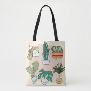 Bolso De Tela Plantas De Casa Cuta: Botánica Colorida.