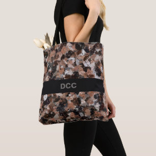 Bolso De Tela Plantas de pintura gris, marrón y negro