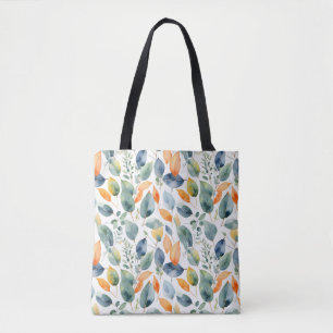 Bolso De Tela Plantas Eucalyptus Naranja Verde 350 Acuarela