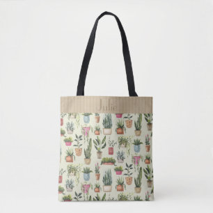 Bolso De Tela Plantas Potadas Tote Personalizado Jamboree