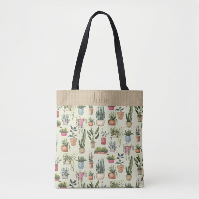 Bolso De Tela Plantas Potadas Tote Personalizado Jamboree (Anverso)