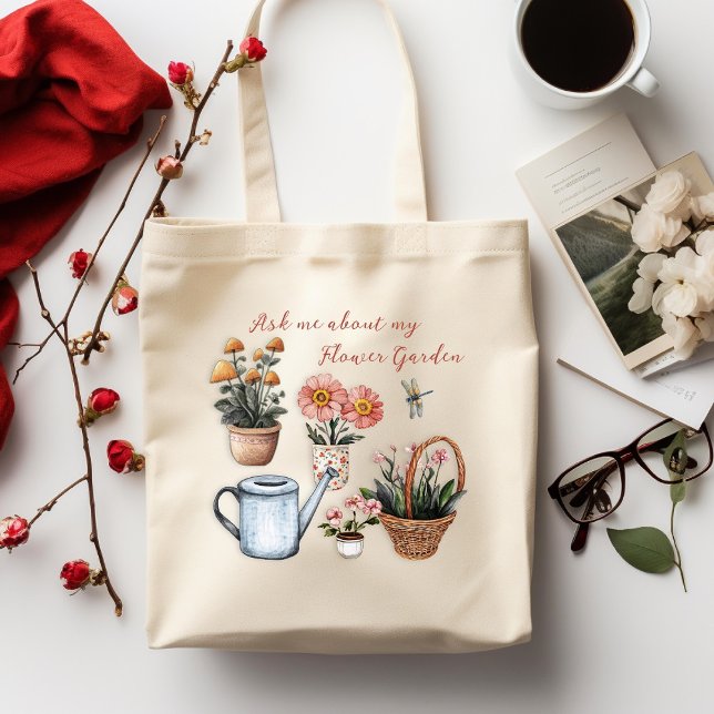 Bolso De Tela Plantas Potentes: Jardín de flores diciendo (Subido por el creador)