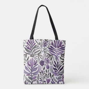 Bolso De Tela Plantas púrpuras acuarela arte
