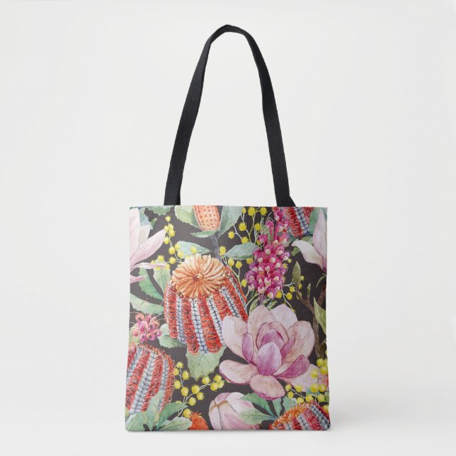 Bolso De Tela Plantas tropicales australianas, patrón de acuarel (Anverso)