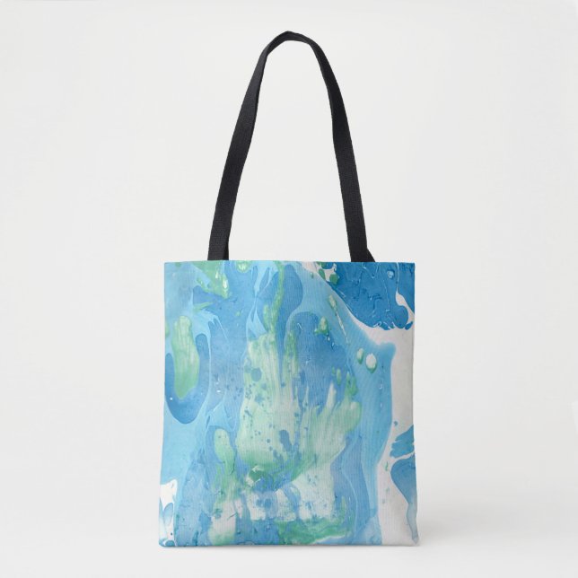 Bolso De Tela Plantilla abstracta moderna Blanco verde azul (Anverso)
