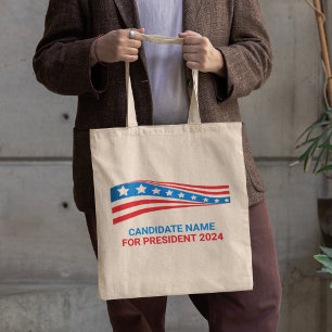 Bolso De Tela Plantilla de bandera estadounidense de campaña po