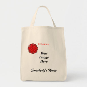 Bolso De Tela Plantilla de cinta de flores rojas por Kenneth Yon