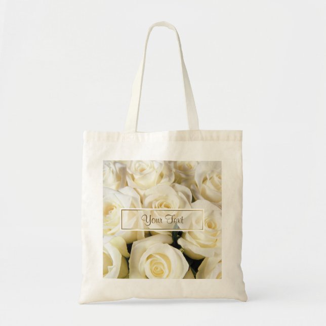 Bolso De Tela Plantilla de elegancia de rosa blanca (Frente)