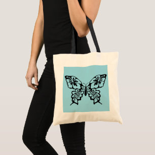 Bolso De Tela Plantilla de mariposa sobre azul