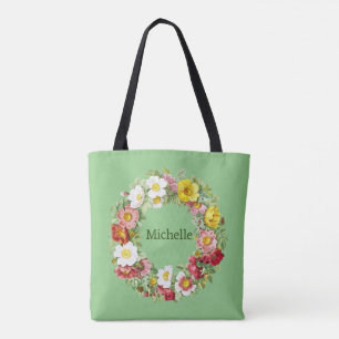 Bolso De Tela Plantilla de Wreath Floral de Springtime