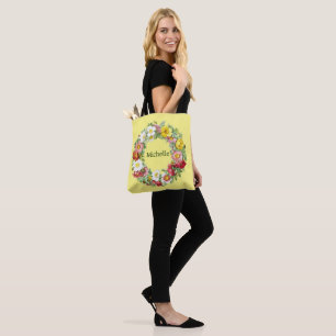 Bolso De Tela Plantilla de Wreath Floral de Springtime