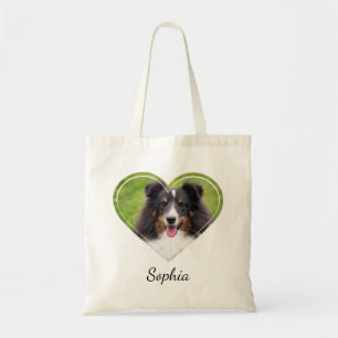 Bolso De Tela Plantilla fotográfica Mascota de forma cardíaca co