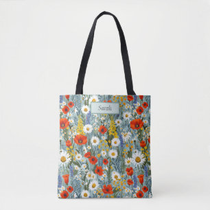 Bolso De Tela Plantilla linda flores chic boho personalizadas