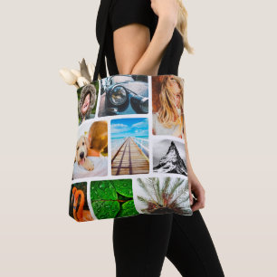 Bolso De Tela Plantilla personalizada de 18 Collages de fotos co