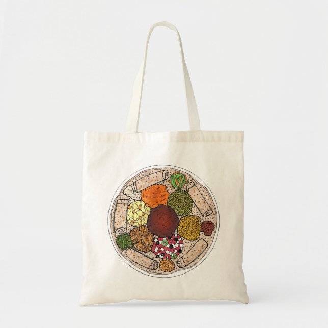 Bolso De Tela Plata de comida de cocina etíope Injera Wat Lentil (Frente)