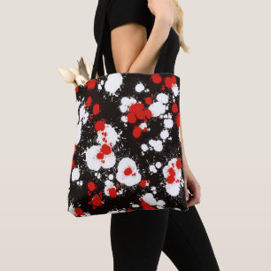 Bolso De Tela Plata de pintura negra, blanca y roja