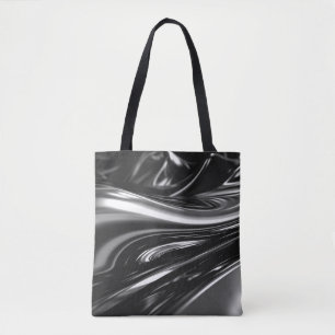 Bolso De Tela Plata Fluyente Metálica