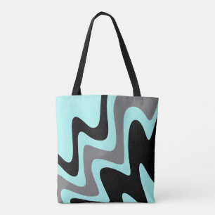 Bolso De Tela Plata turquesa elegante negra