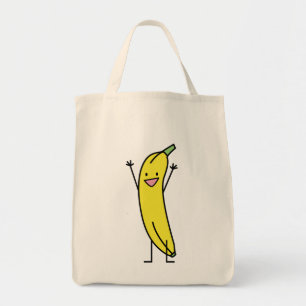 Bolso De Tela Plátano que es feliz, celebrando y animando