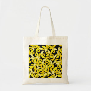 Bolso De Tela Plátanos Amarillos Vintage: fondo negro
