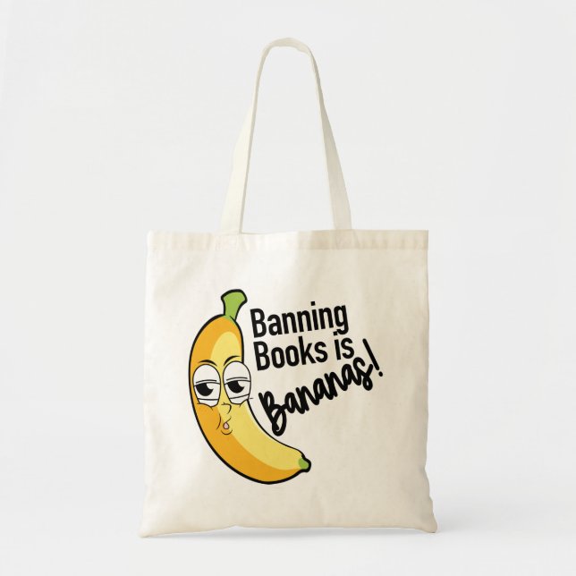 Bolso De Tela Plátanos Prohibiendo Libros  (Frente)