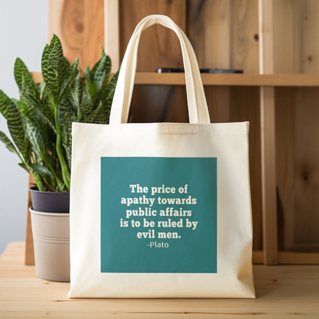 Bolso De Tela Plato cita sobre la apatía hacia la política (Custom Canvas Tote Bag)