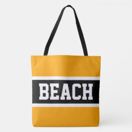 Bolso De Tela PLAYA Amarillo Naranja Negro Blanco Rayas