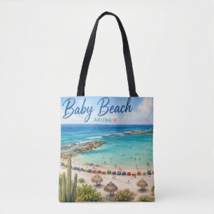 Bolso De Tela Playa Baby Aruba Recuerdo de viaje al Caribe