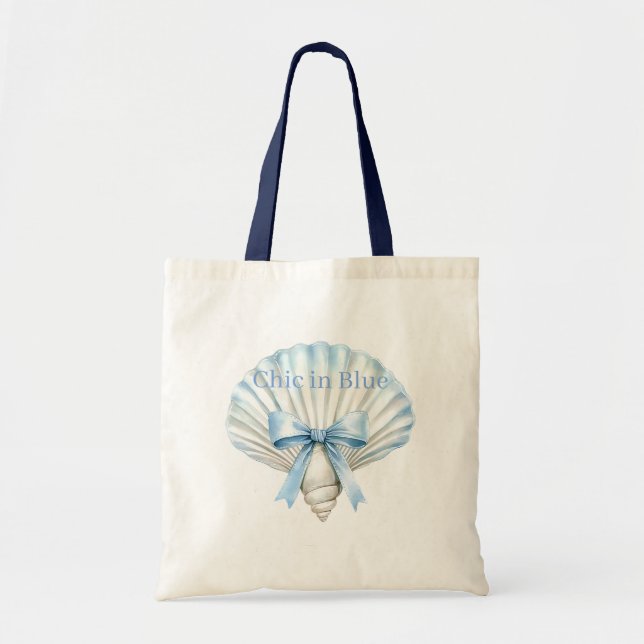 Bolso De Tela Playa Blue Chic Shell (Frente)
