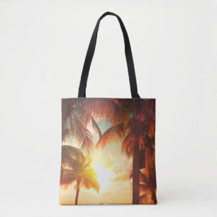 Bolso De Tela Playa con sombrillas y palmeras