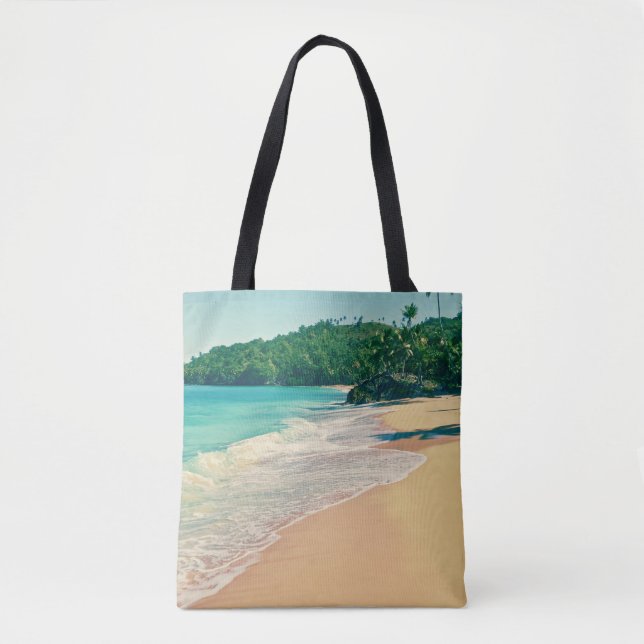 Bolso De Tela Playa de Isla Tropical Tranquila (Anverso)
