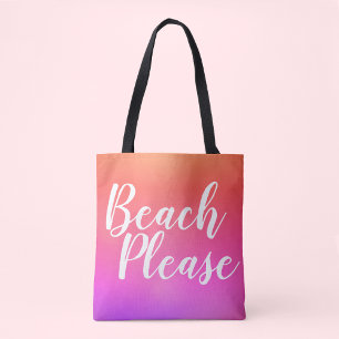 Bolso De Tela Playa De Ombre Rosa Naranja