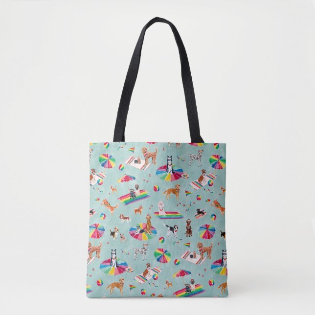 BOLSO DE TELA PLAYA DE PERROS ORGULLO ARCOÍRIS (Anverso)