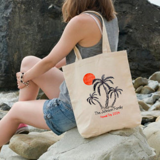 Bolso De Tela Playa de puesta de sol tropical árbol de palma vac