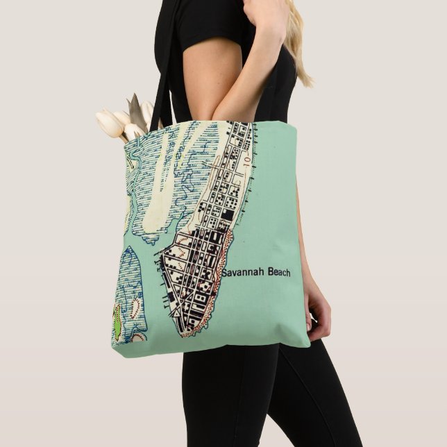 Bolso De Tela Playa de Savannah - Isla Tybee Tote de hombro (Detalle)
