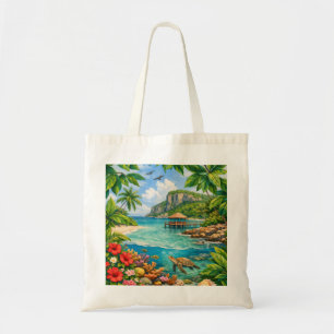 Bolso De Tela Playa de Tortugas Marinas Tropical de Cayman Brac
