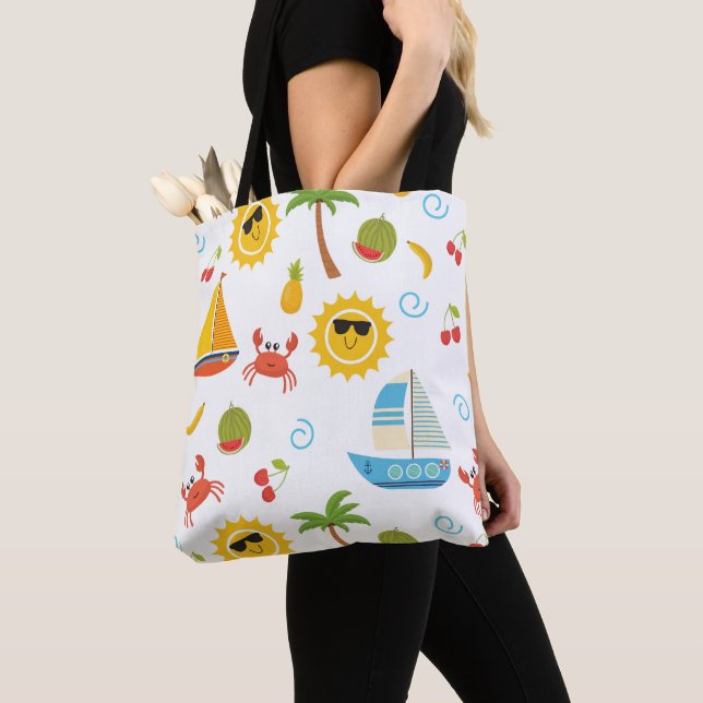 Bolso De Tela Playa de vela de verano personalizada para niños (Detalle)
